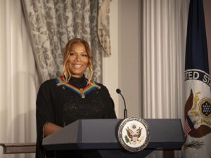 Queen Latifah speaks at the Kennedy Center Honors dinner at the State Department in Washington, D.C